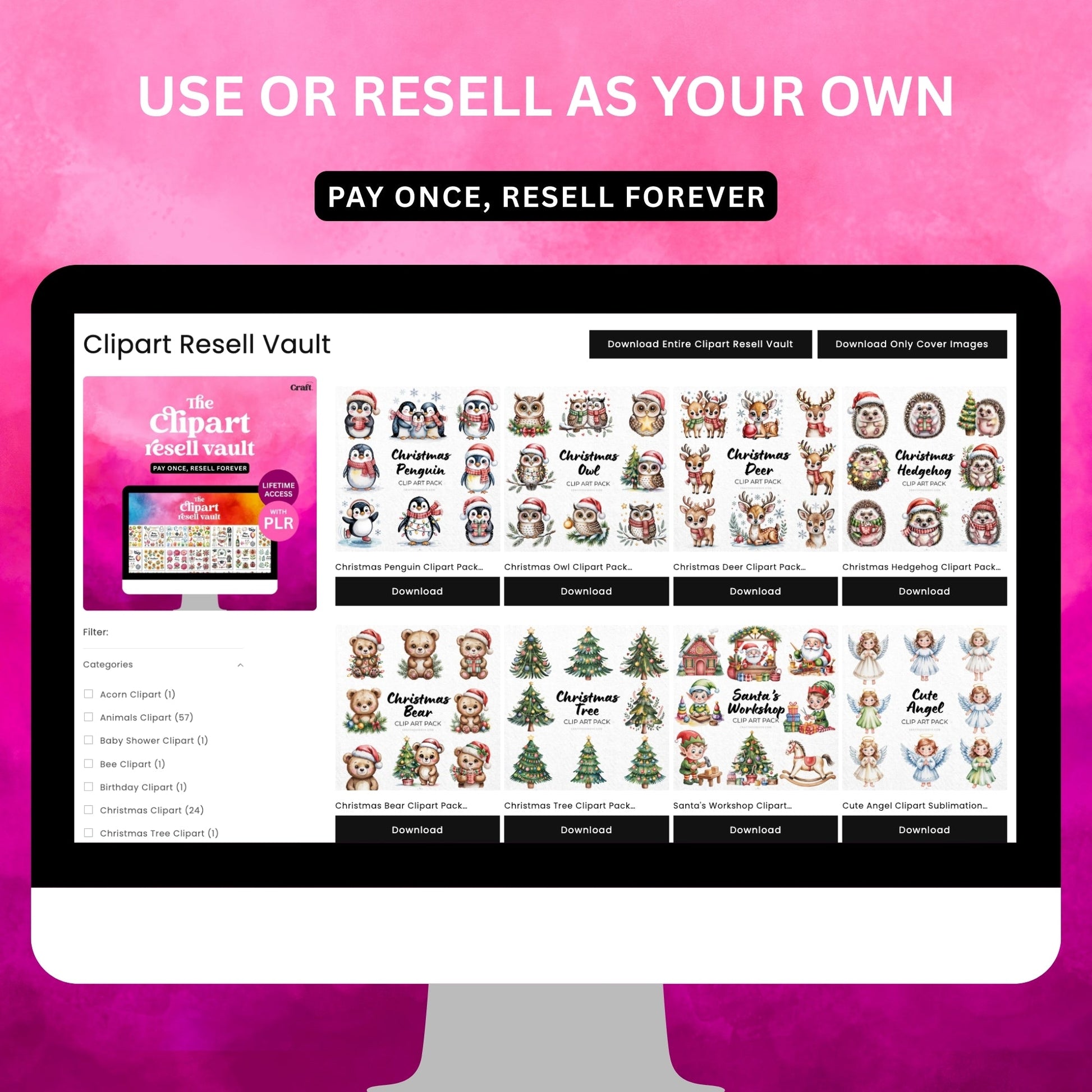 The Clipart Resell Vault Lifetime Access - Craft House SVG
